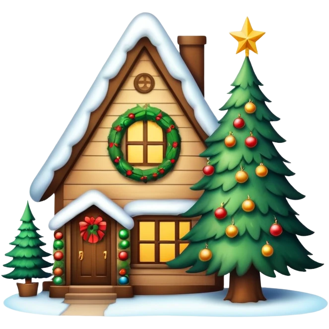 A house with a Christmas tree emoji