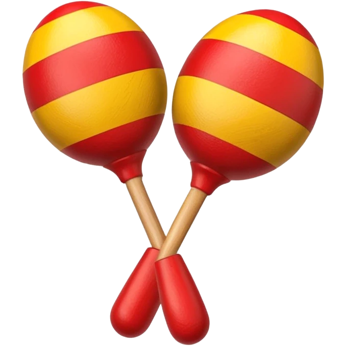 A pair of wooden maracas painted with bright red and yellow stripes.

 emoji