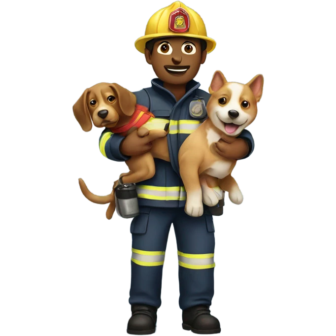 Fireman holding a dog emoji