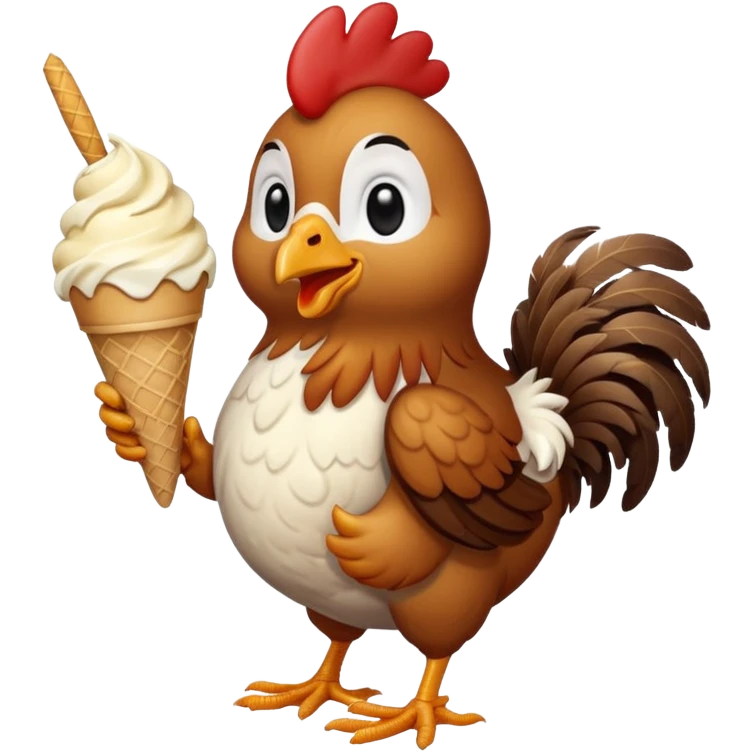 Chicken eating ice cream emoji