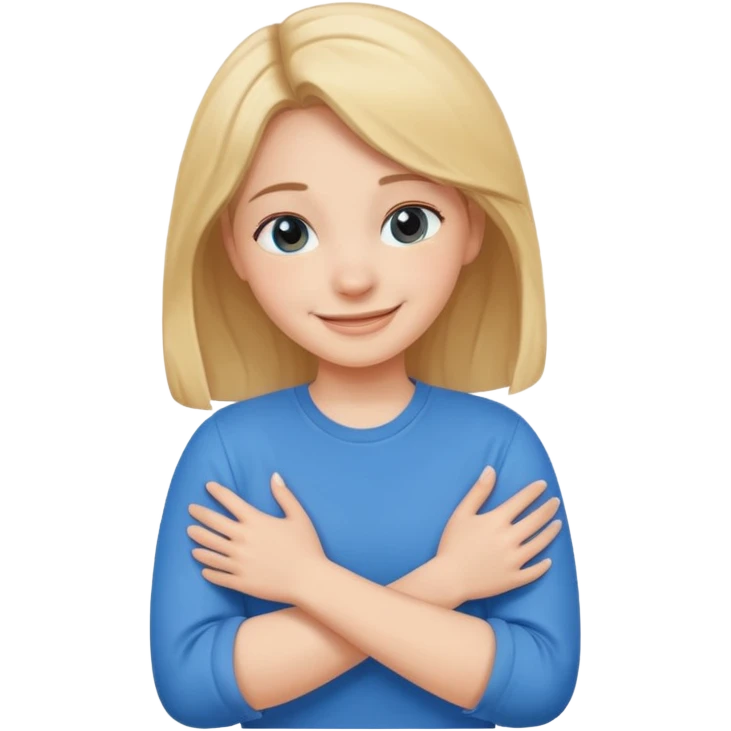 Girl smiling and hugging herself emoji