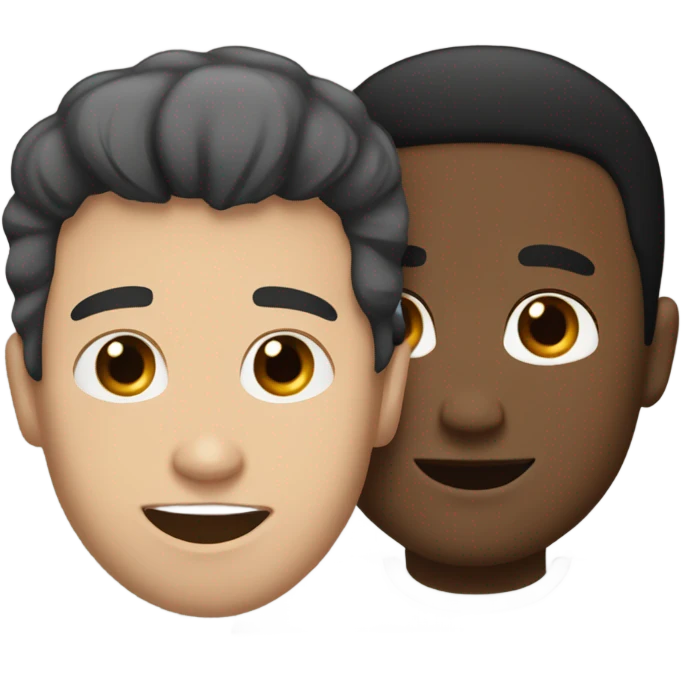 White guy with black hair hugging large light-brown skinned man emoji