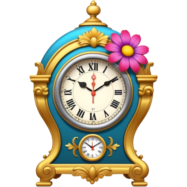 flower blooming next to a clock emoji