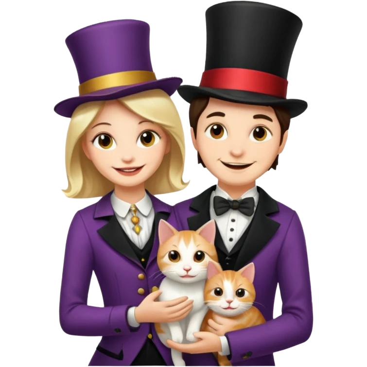 magician couple and their pet cat emoji