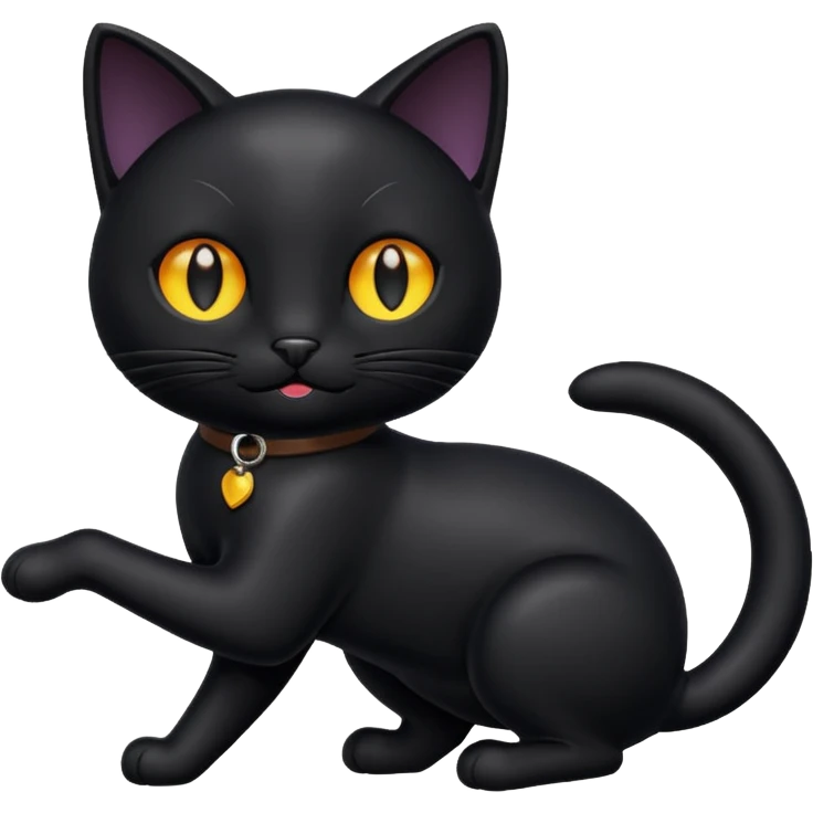 Black cat on an adventure emoji