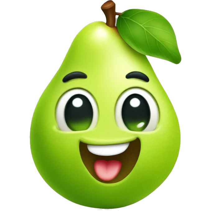 Shiny Green Cute pear with tongue emoji