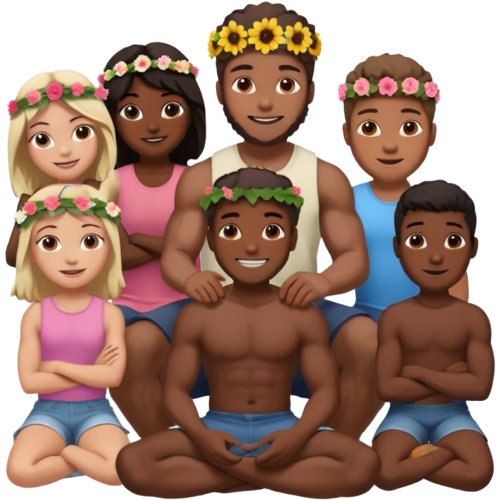 Hunky black men standing around one sitting white girl emoji