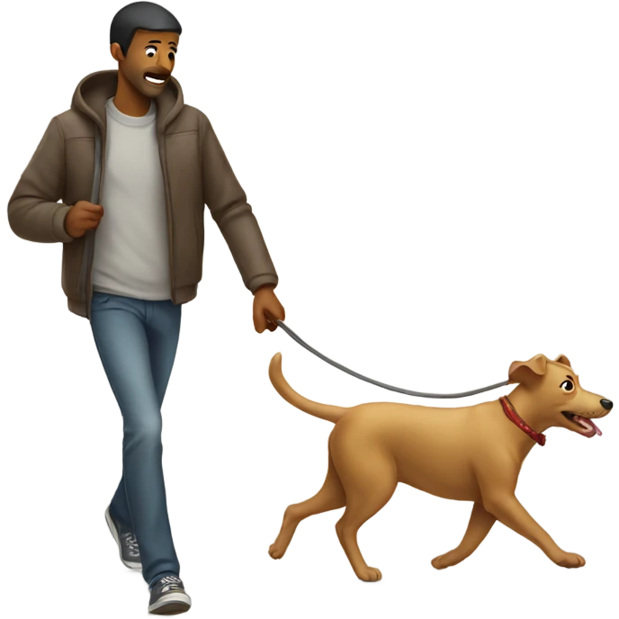 Dog walking with rat emoji