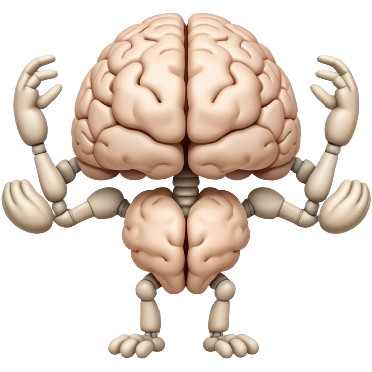 humanoid brain character with arms and legs emoji