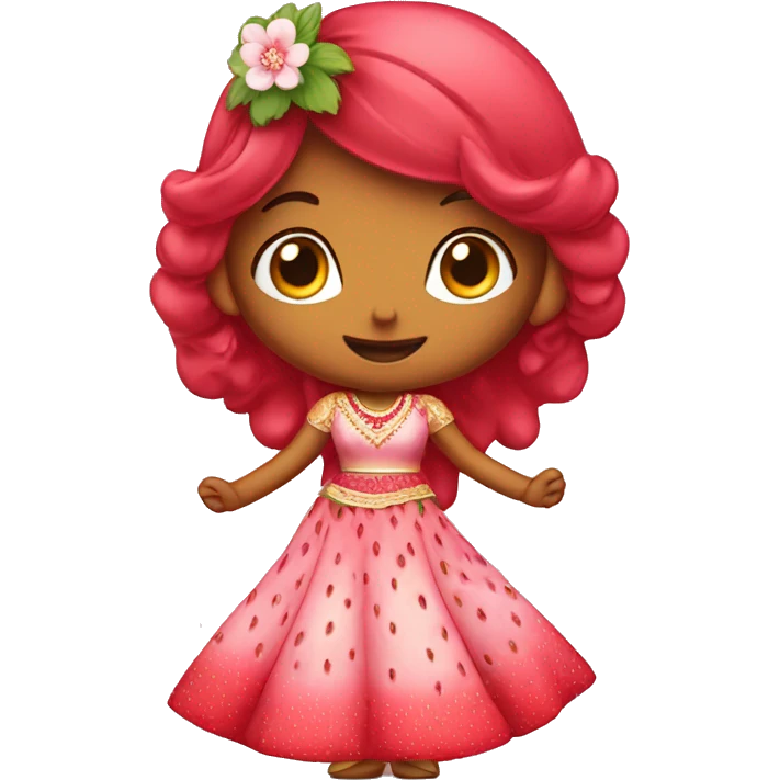 strawberry shortcake in a lehenga  emoji