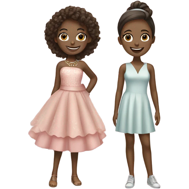 smiling girls in stylish dresses emoji