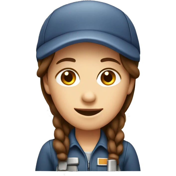 car mechanic woman with brown hair and cap emoji