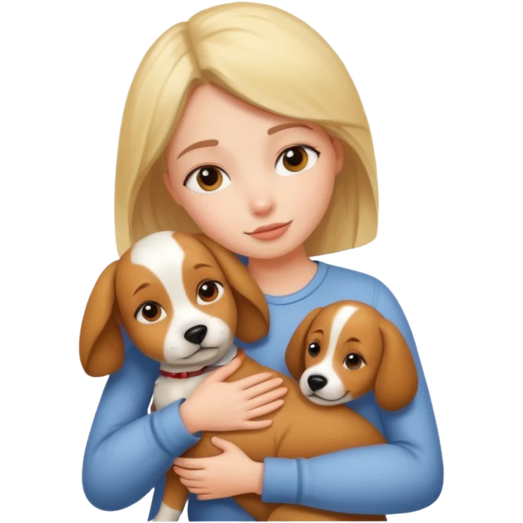 girl hugging a dog emoji