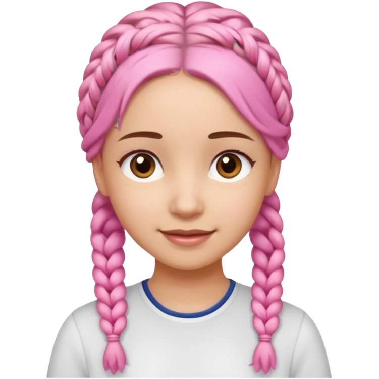 A light-skinned woman with small pink braids, brown eyes, and a gentle smile. emoji