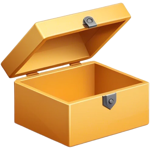 A simple, minimalist open magic box with a subtle shadow underneath, symbolizing an empty space ready to be filled. The design is flat, modern, and uncluttered, perfect for an empty state UI. emoji
