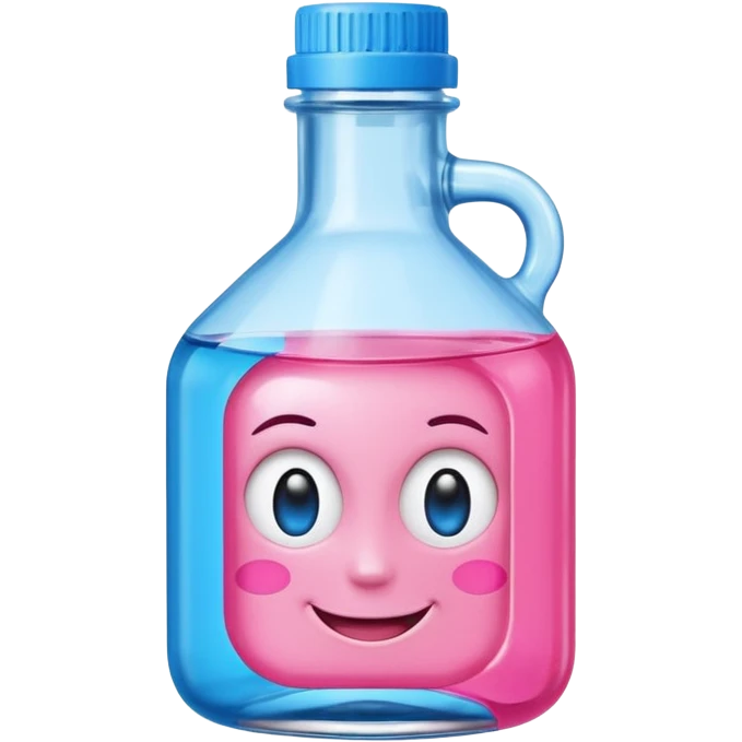 Smiling winking oil bottle pink blue top  emoji