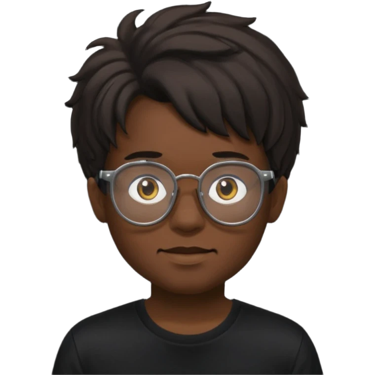  boy with freeform hair black t-shirt put a glasses black people emoji