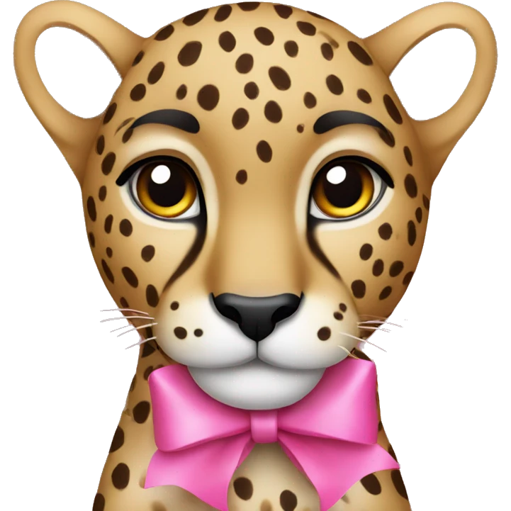 christmas cheetah with pink bow emoji