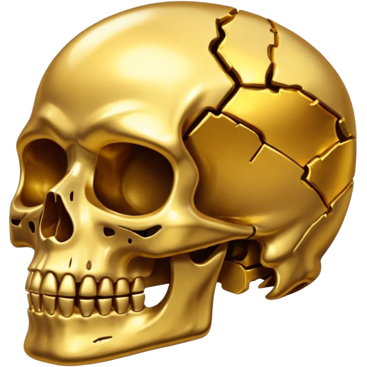 half broken gold skull emoji