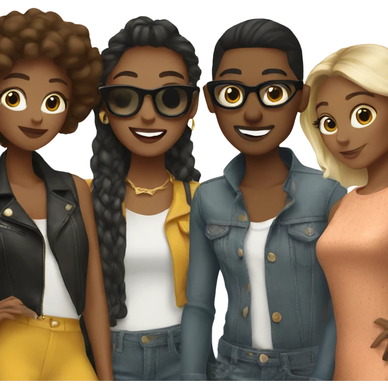 selfie of fashionable friends emoji
