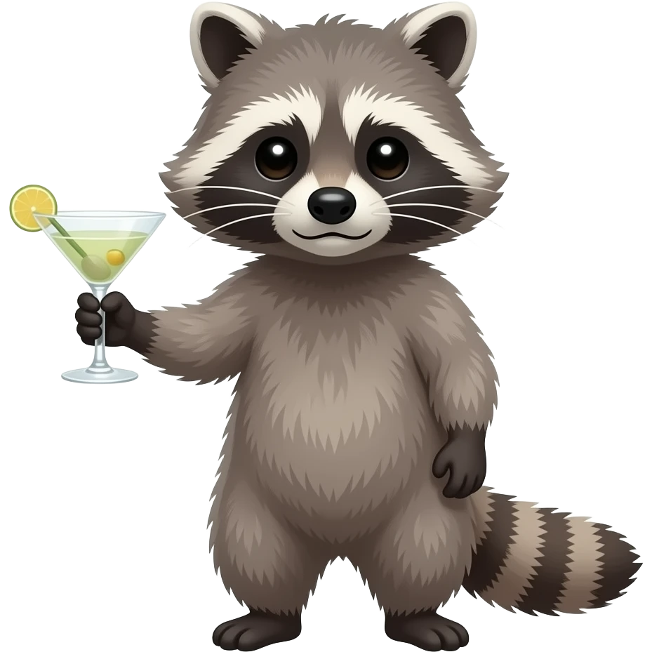 racoon with dirty martini emoji