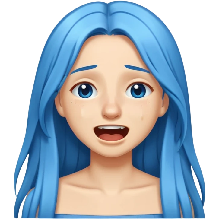 Girl with long blue hair crying laughing emoji