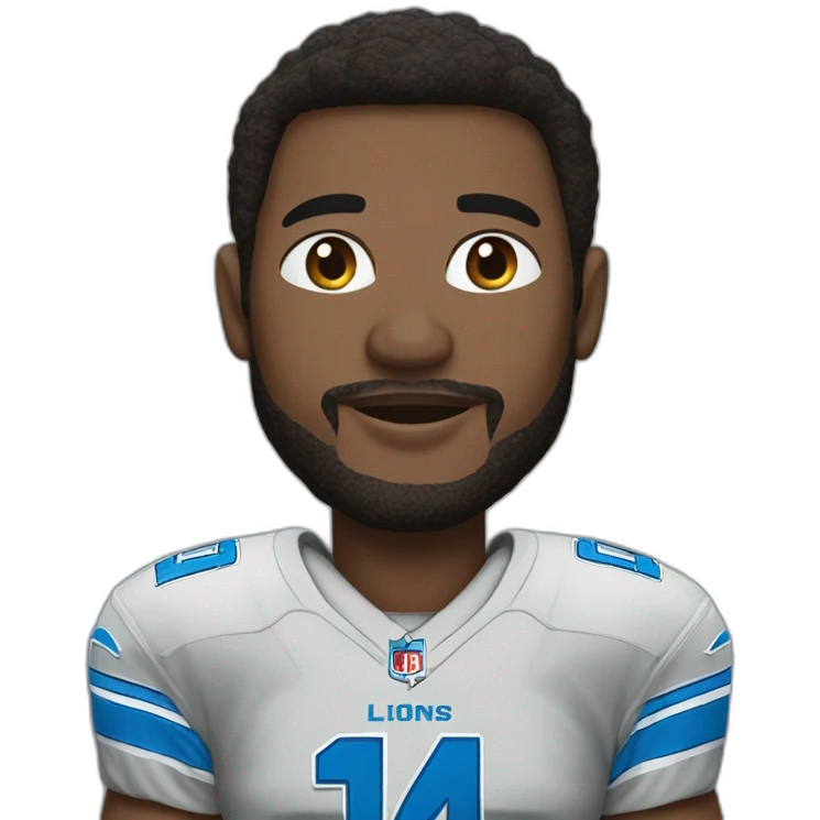 Detroit Lions football player wearing number 14 emoji