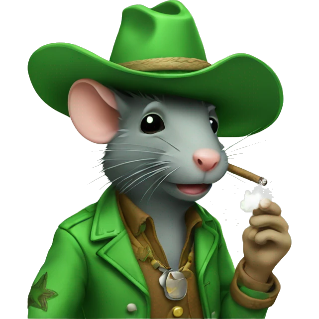 Green cowboy rat smoking emoji
