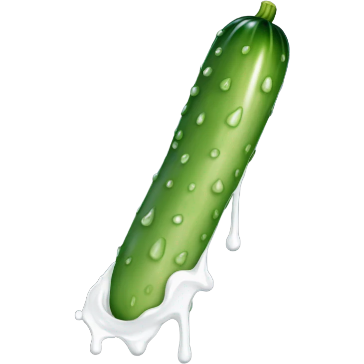 Tanned skinny long cucumber with white paint dripping emoji