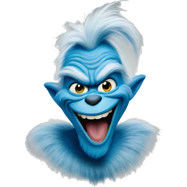 Blue grinch smiling emoji