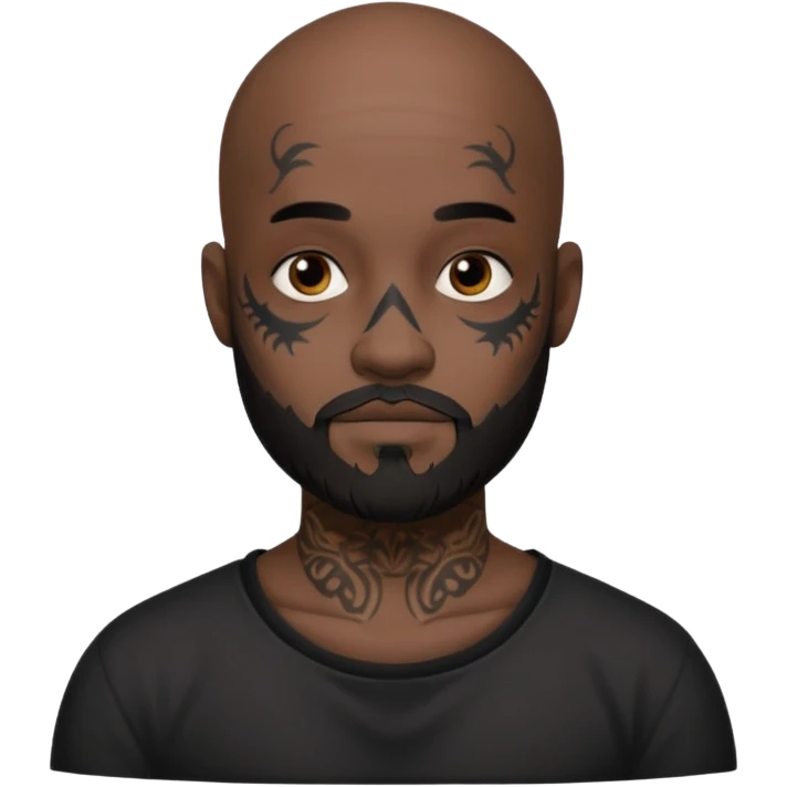 bald bearded man with black face tattoo emoji