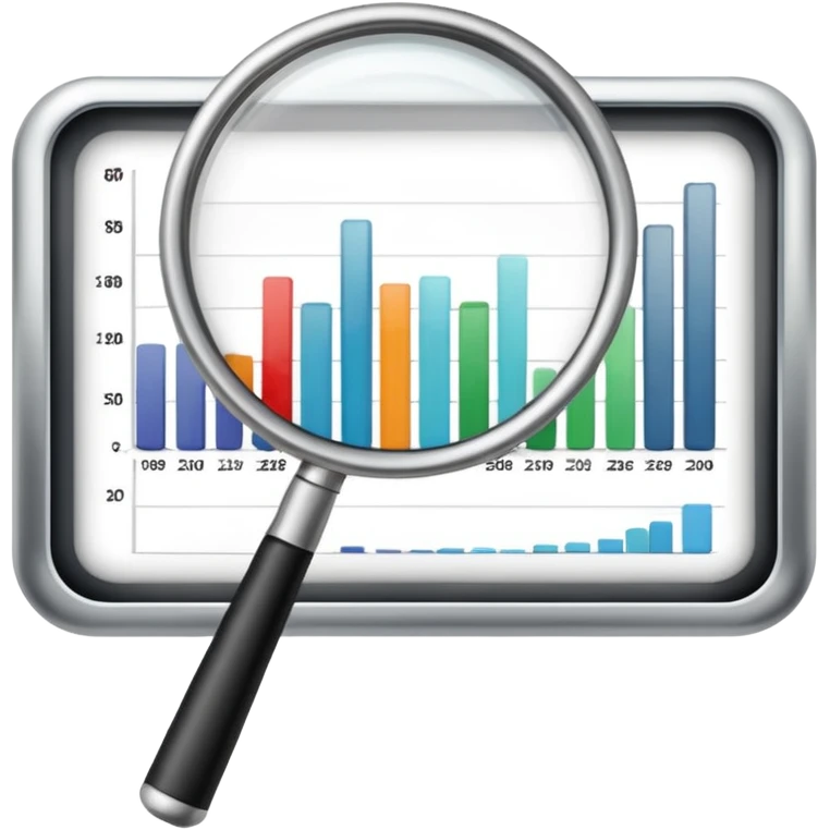 magnifying glass over a bar chart emoji
