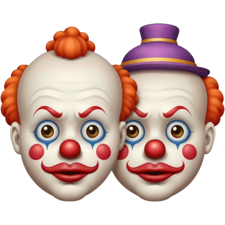 clowns with sad face and shrinking eyes and closed mouth emoji