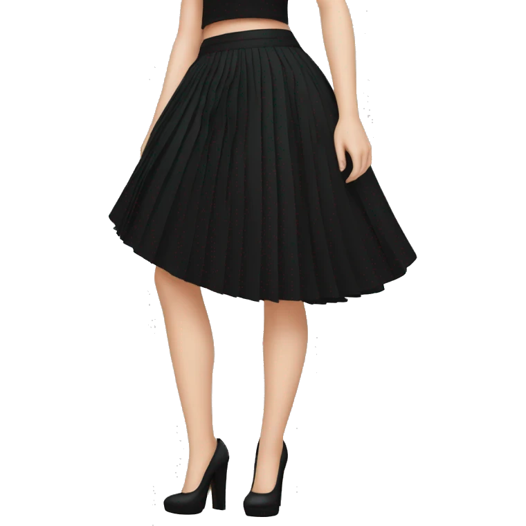 White girl high heels black pleated skirt emoji