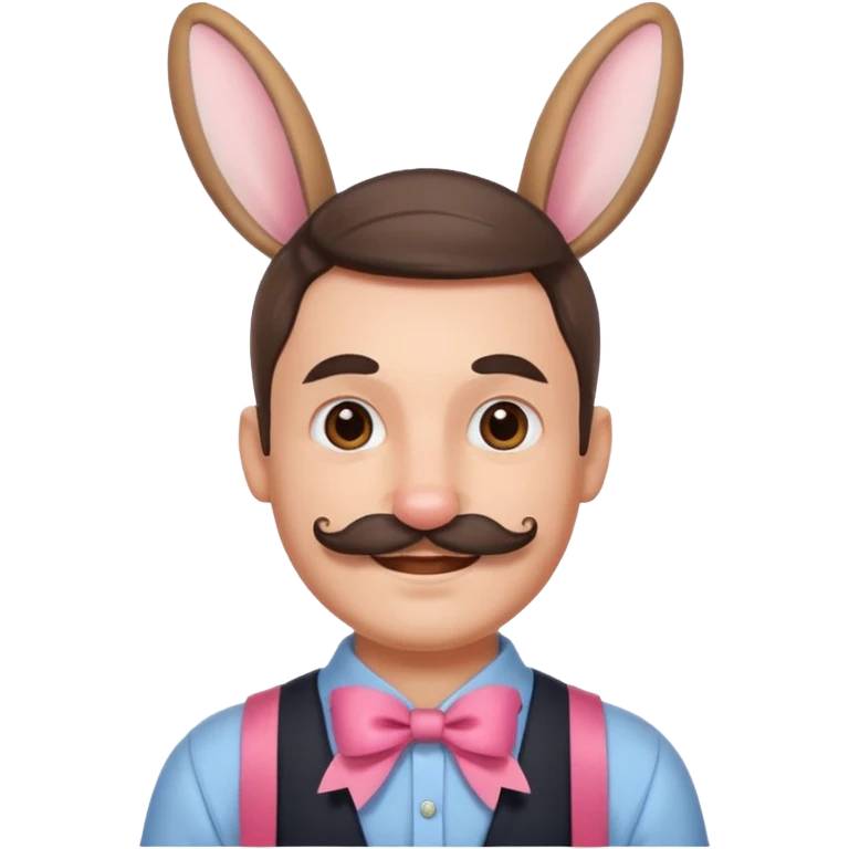 Rabbit ears, two ribbons, man with mustache  emoji