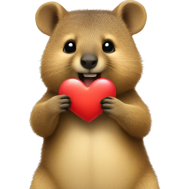 A quokka holding a heart emoji