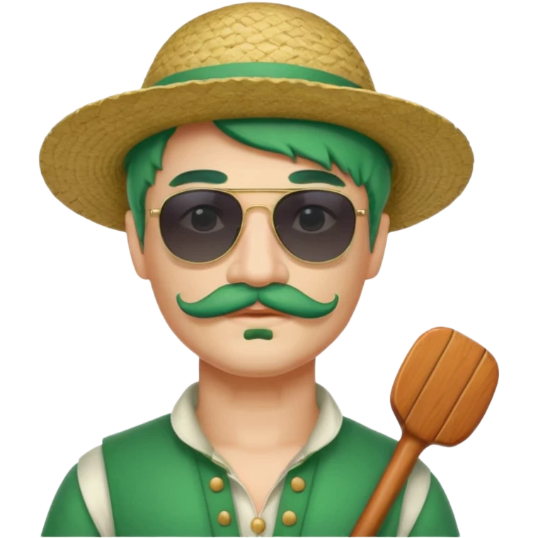 venice gondolier with green hair, iconic hat, glassess and mustache emoji