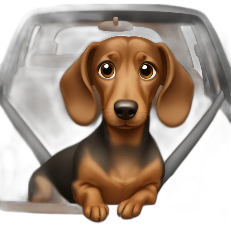 Dachshund brown driving a car emoji
