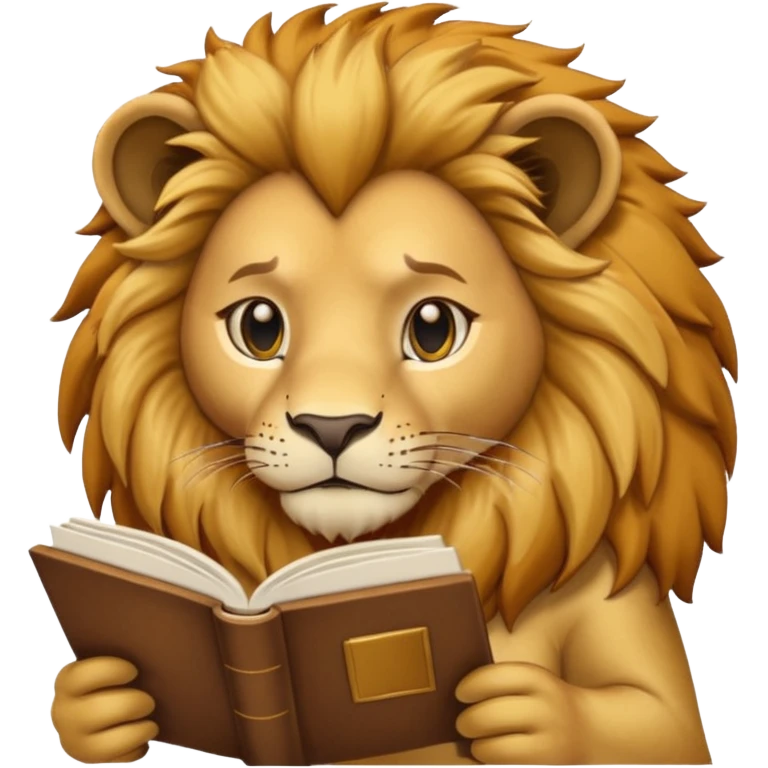 lion reading a book emoji