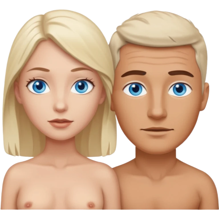 White Man blue eyes and white woman blue eyes having sex naked emoji