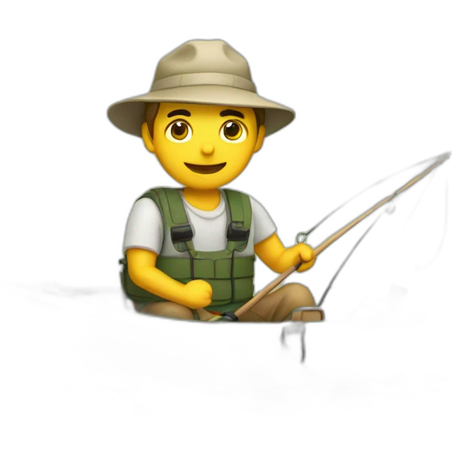 white fisherman in a small boat fishing emoji
