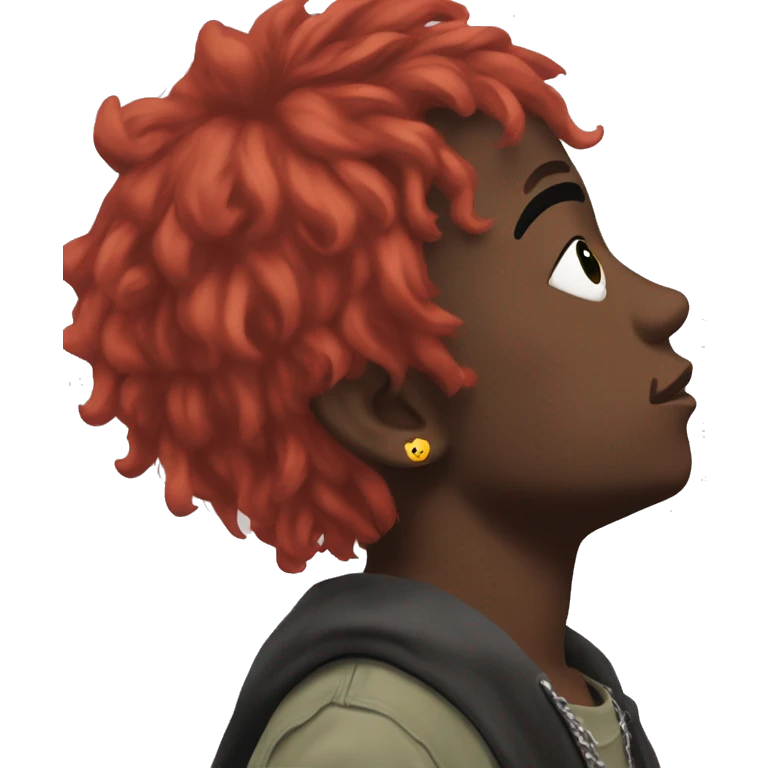 Lil uzi vert with red hair looking up to the sky emoji