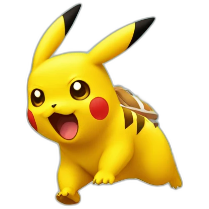 pikachu running after dinosaur emoji