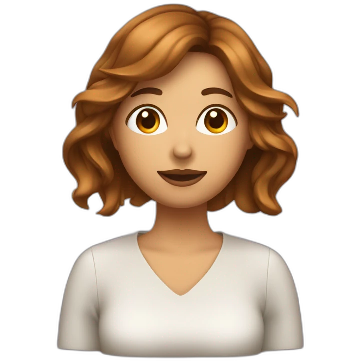 Une femme calme qui joue au carte avec les cheveux carré brun emoji