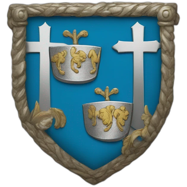 Coats of arms Azure, a horseshoe argent, heels to base, surmounted of a cross patée, and a second within the heels, both silver emoji