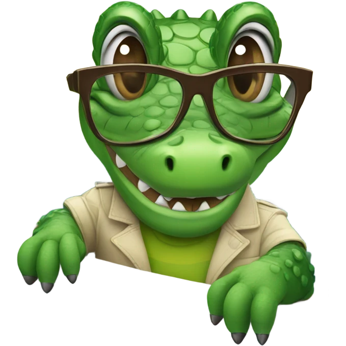 A crocodile with glasses on a yacht emoji