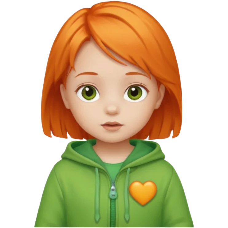 orange hair girl baby green outfit emoji