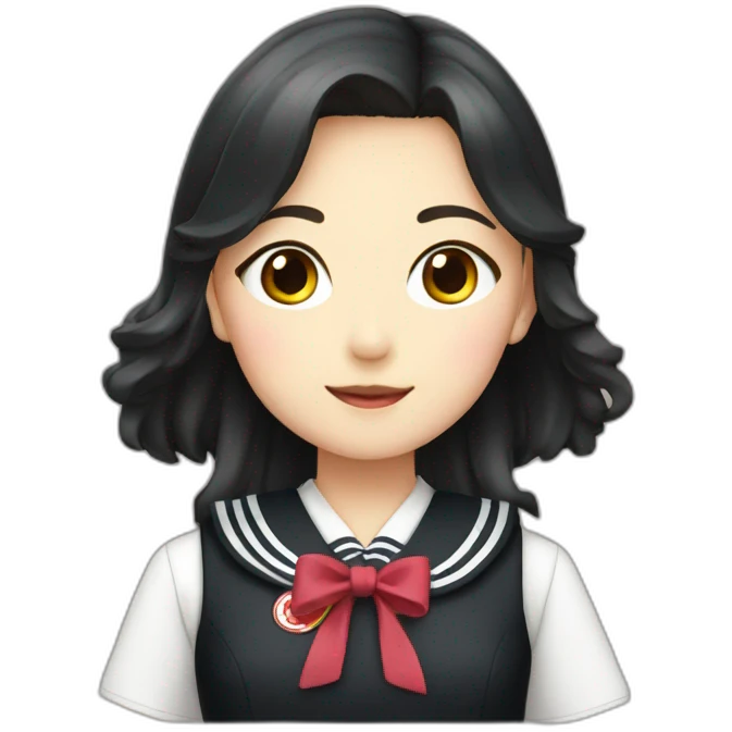 japanese school girl wears black sailor uniform emoji