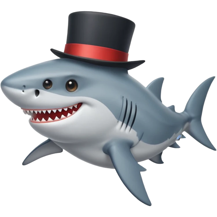shark wearing a top hat emoji