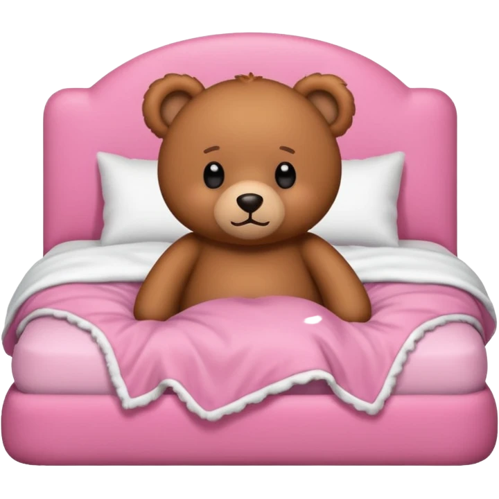 Brown Teddy bear in pink bed emoji